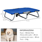 Folding Dog Bed for Small Dogs, Indoor and Outdoor, Raised Dog Bed, Made of Steel and Oxford Fabric, 71x58x20 cm, Blue