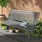 Outsunny 2-Seater Garden Bench with Aluminum Slats, 123x67x79 cm, Gray