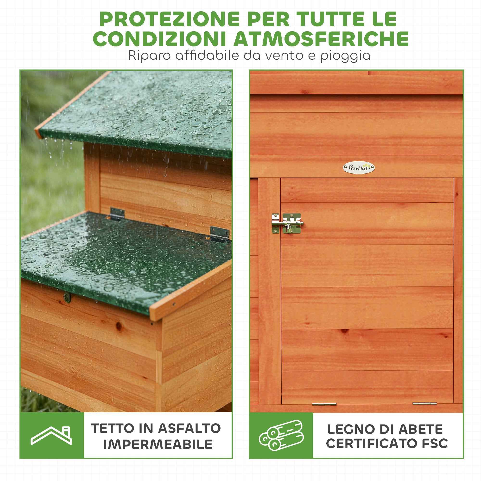 PawHut Wooden Chicken Coop with Nest, Waterproof Roof, Removable Tray, 2 Perches, Ramp, Window, for 2 Chickens, Ducks, Orange