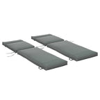 Outsunny Set of 2 Outdoor Lounger Cushions Padded in Cotton with Straps, 196x55x8 cm, Dark Grey