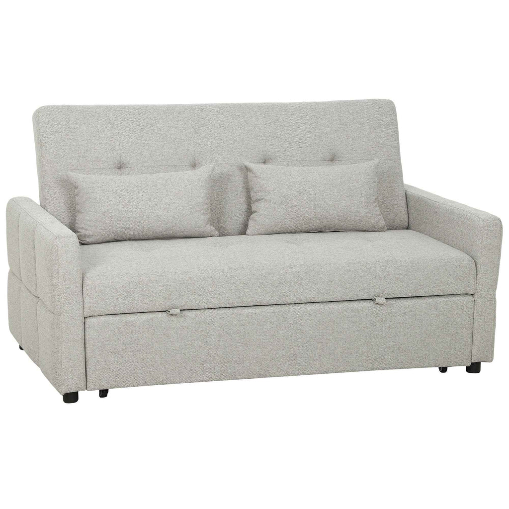 2-Seater Sofa Bed with 2 Fabric Cushions, Light Brown