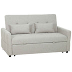 2-Seater Sofa Bed with 2 Fabric Cushions, Light Brown