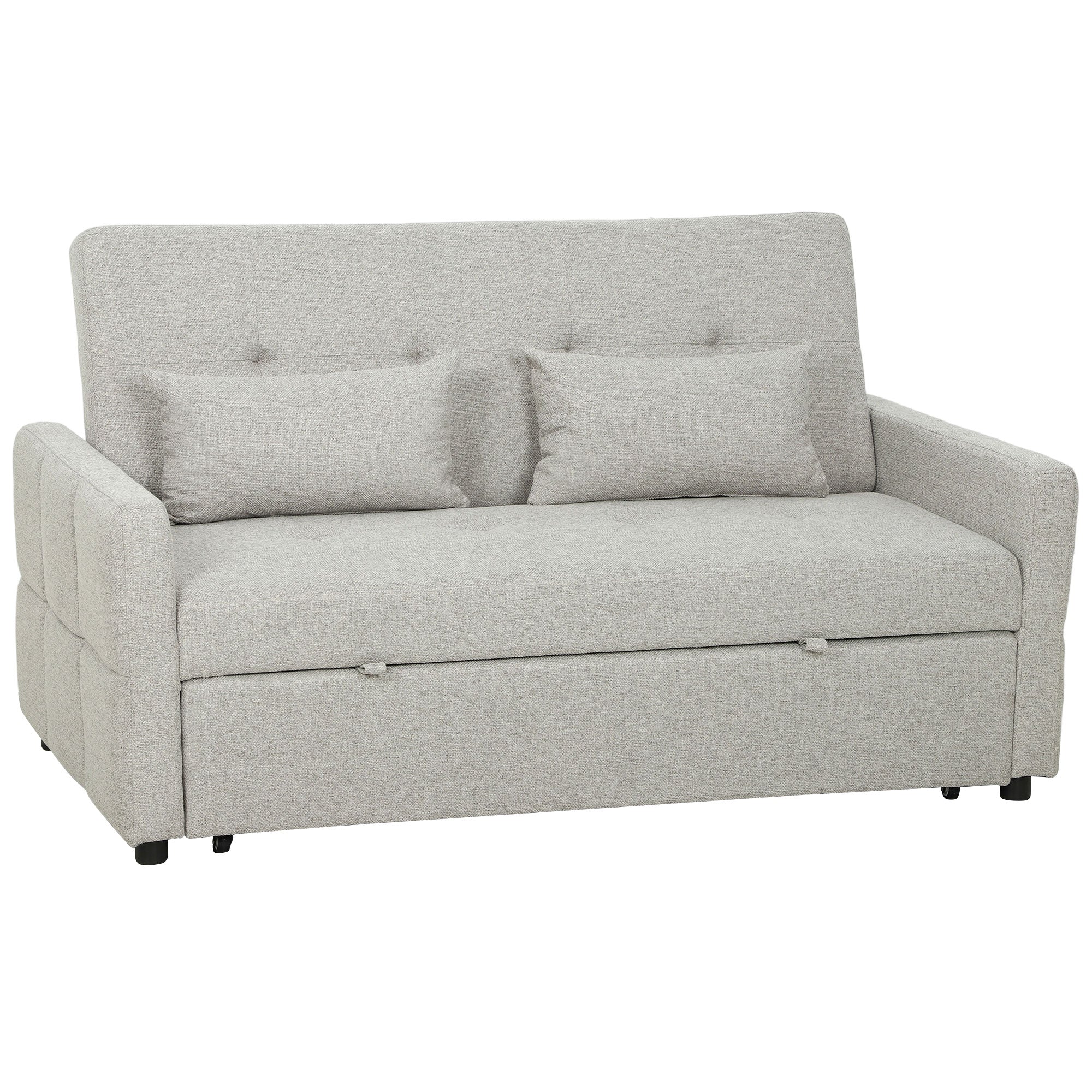 2-Seater Sofa Bed with 2 Fabric Cushions, Light Brown