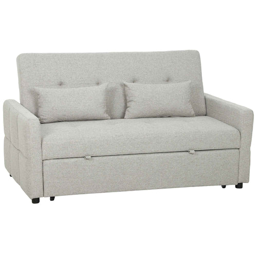 2-Seater Sofa Bed with 2 Fabric Cushions, Light Brown