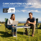 HOMCOM 100W Foldable Solar Charger with USB-A and USB-C Ports for Fast Charging, IP67, Black