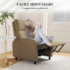 160° Manually Reclining Relaxing Chair with Fabric Footrest, Beige