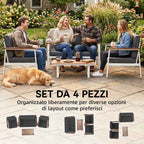 Outsunny Garden Sofa Set for 4 People: 2 Armchairs, Sofa, Coffee Table.