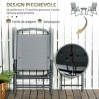 3 Piece Garden Set with 2 Chairs 53.5x64x93 cm and Coffee Table Ø45x50 cm, in Metal, Light Grey