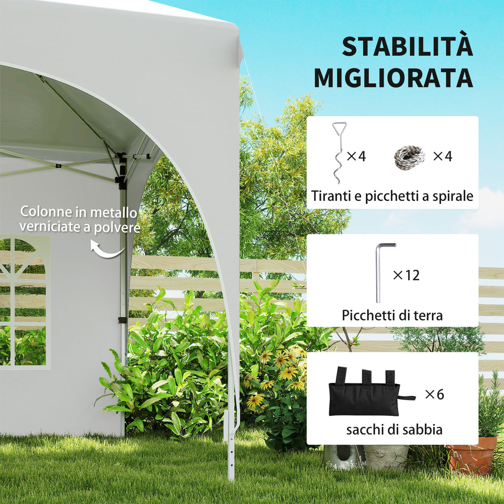 Outsunny 3x6m Folding Garden Gazebo with Removable Walls and Carry Bag, White