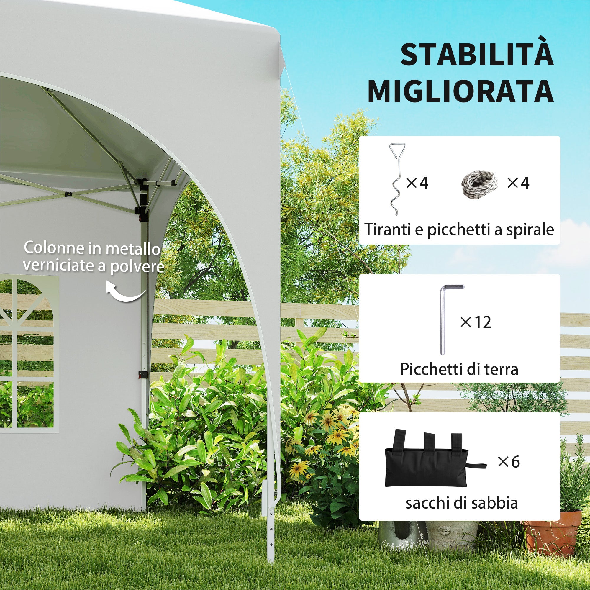Outsunny 3x6m Folding Garden Gazebo with Removable Walls and Carry Bag, White