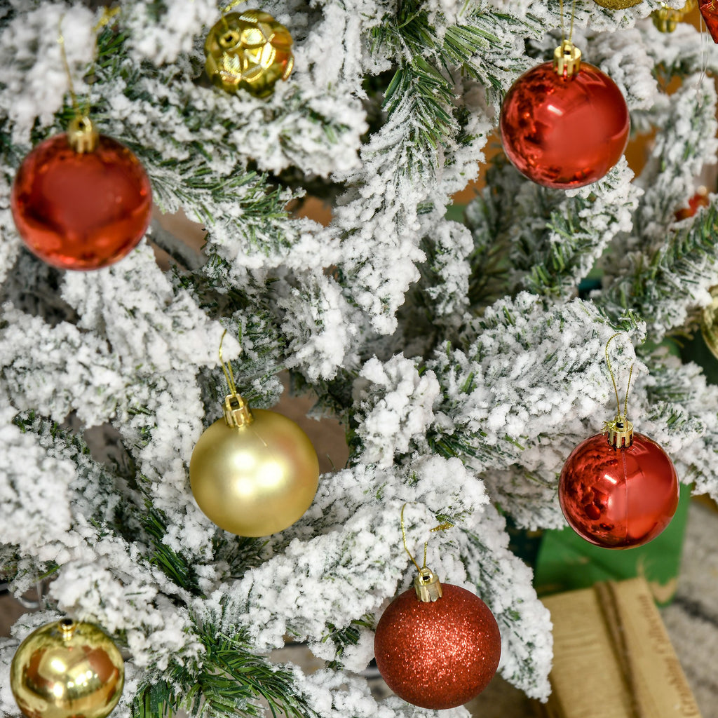 HOMCOM 150cm Tall Snow-Covered Christmas Tree with 358 Fireproof Branches and Steel Base, Green