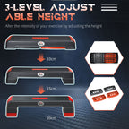 Step Fitness for Aerobics Adjustable to 3 Heights 10-15-20 cm in Plastic, Black and Red - Borgè