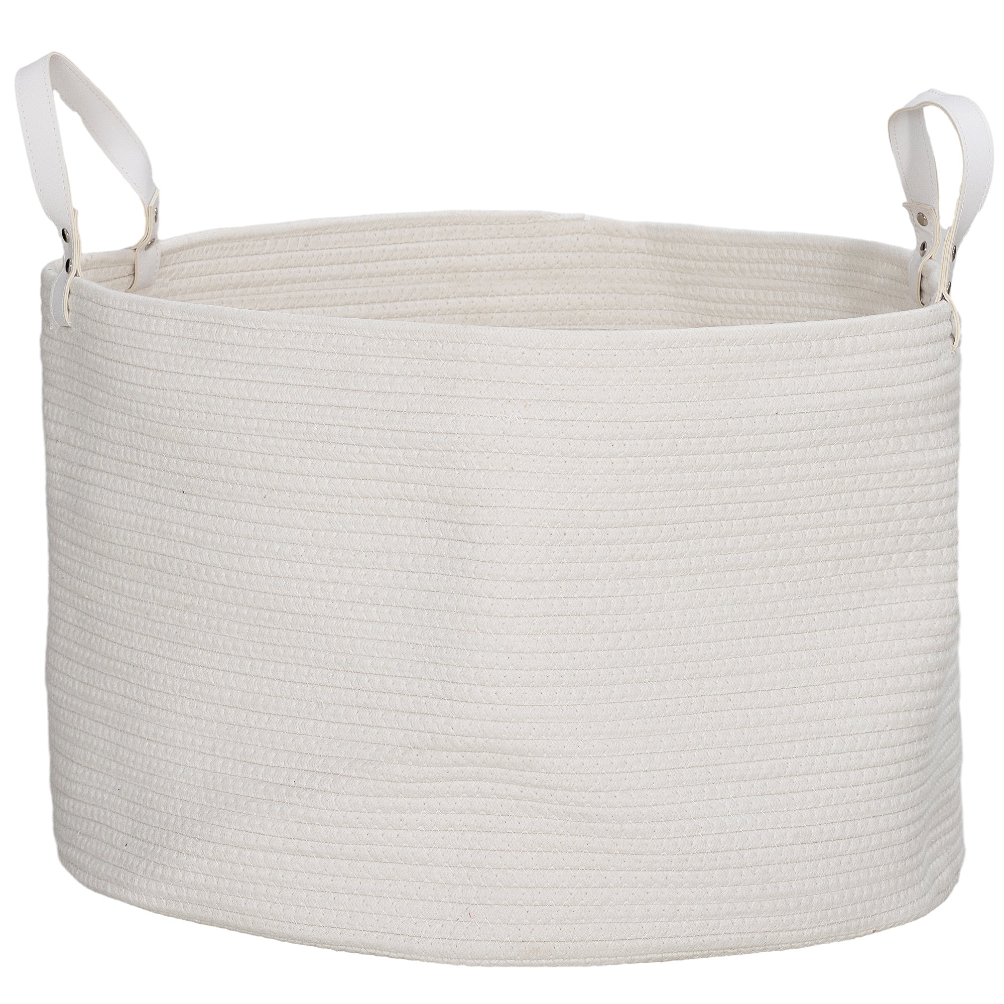 88L Portable Foldable Laundry Hamper with Natural Cotton Handles, Ø56x35.5 cm, Cream