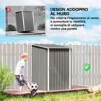Galvanized Steel Garden Shed with Hinged Door, 100x104x160 cm, Light Grey