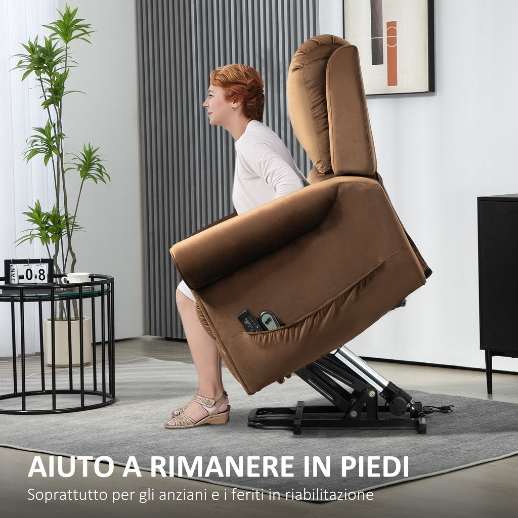 135° Reclining Lift Massage Chair with Remote Control, 88x92x106 cm, Dark Brown