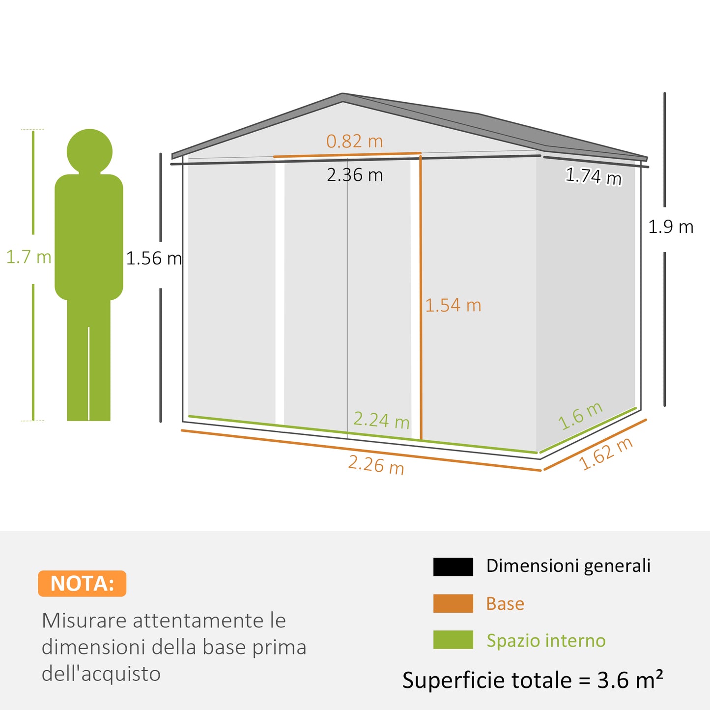 Steel Sheet Garden Shed with Sliding Doors, 236x174x190cm, Grey