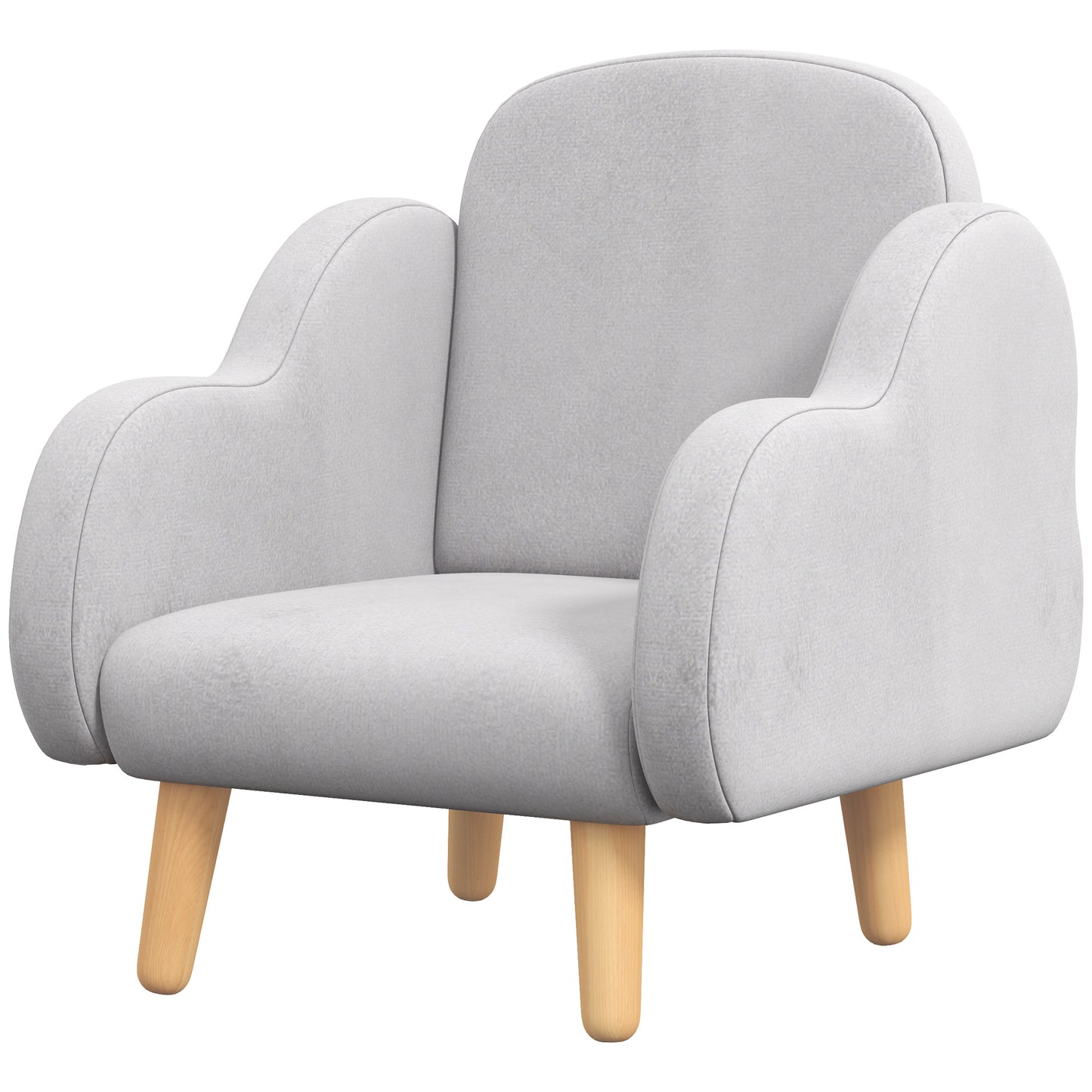 ZONEKIZ Armchair for Children up to 3 Years with Cloud-Shaped Armrests in Fabric, 46x51x55cm, Gray