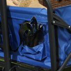 Outsunny 62L Folding Garden Cart with Adjustable Handle, Metal and Oxford Fabric, 76x48x86 cm, Blue