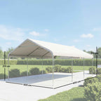 Outsunny Carport 5x6m, Portable Garage, Galvanized Steel Frame for Cars/Trucks, Cream