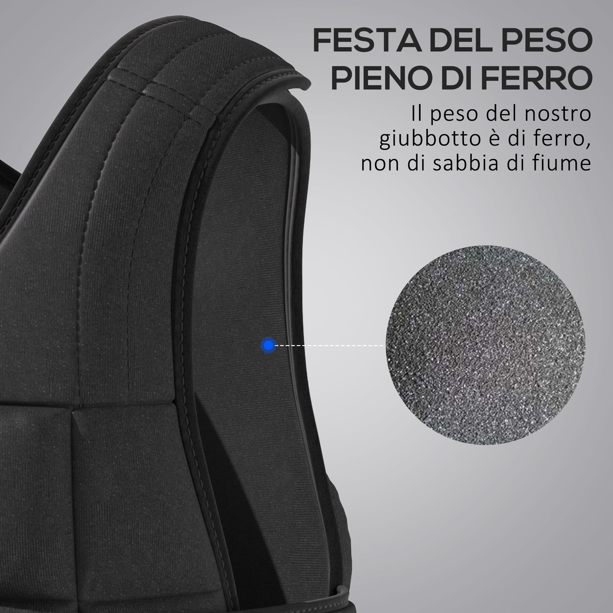 Unisex Weighted Vest 20kg, 38 Individual Weights, Padding, Velcro Closures, Black