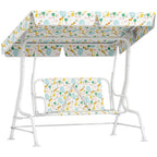 2-Seater Outdoor Children's Swing with Adjustable Canopy and Safety Belts, 112x75x120 cm, White2-Seater Outdoor Children's Swing with Adjustable Canopy and Safety Belts, 112x75x120 cm, White