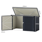 Steel Bin Covers for 3 240L Bins with 2 Doors and Lid, 233x105x118.5/133 cm, Dark Gray