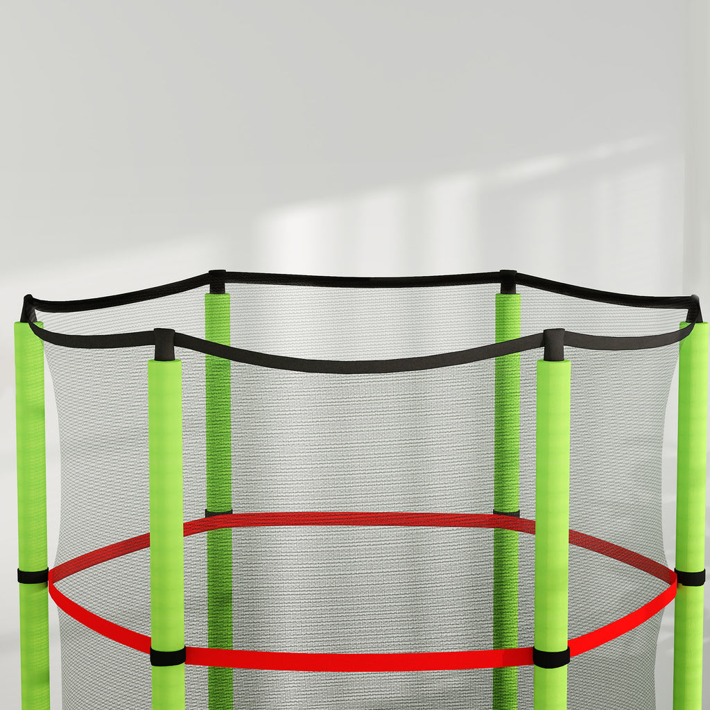 Trampoline for Children 3-6 Years with Safety Net, 6 Columns and 3 Entrances, Ø140x190 cm, Green and Black