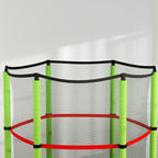 Trampoline for Children 3-6 Years with Safety Net, 6 Columns and 3 Entrances, Ø140x190 cm, Green and Black
