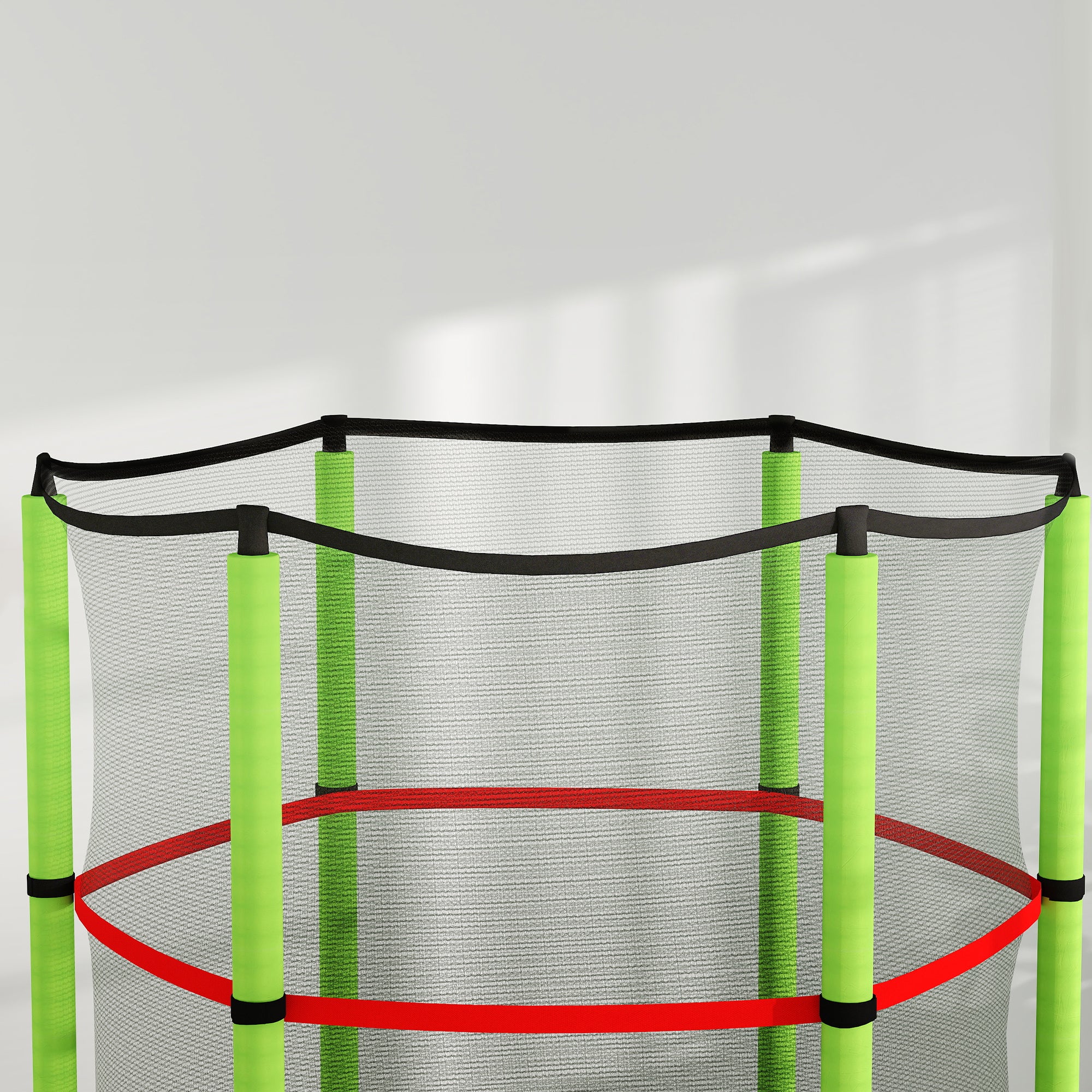 Trampoline for Children 3-6 Years with Safety Net, 6 Columns and 3 Entrances, Ø140x190 cm, Green and Black