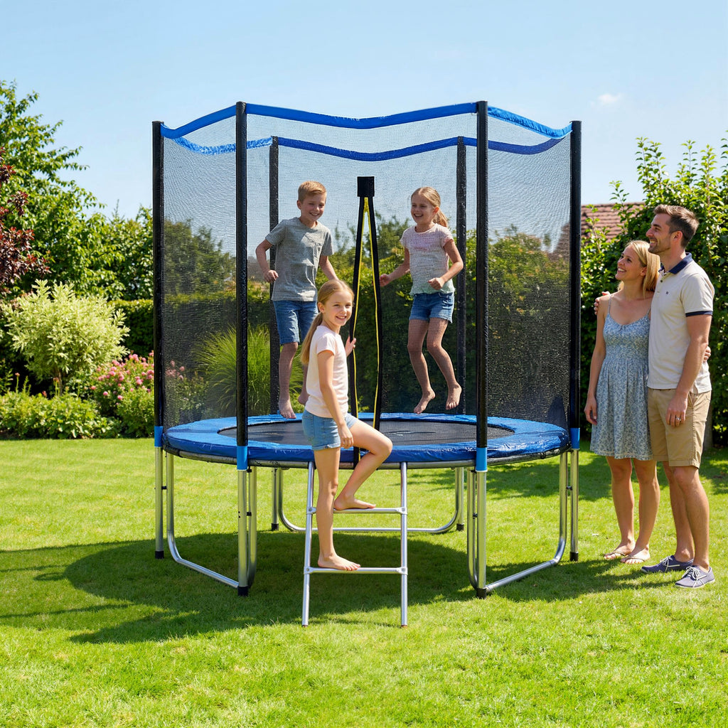 SPORTNOW 244cm Trampoline, Safety Net Included, Access Ladder