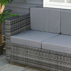 Outsunny 3-Seater Outdoor Sofa in PE Rattan and Metal with Seat and Back Cushions, 185x70x80 cm, Grey