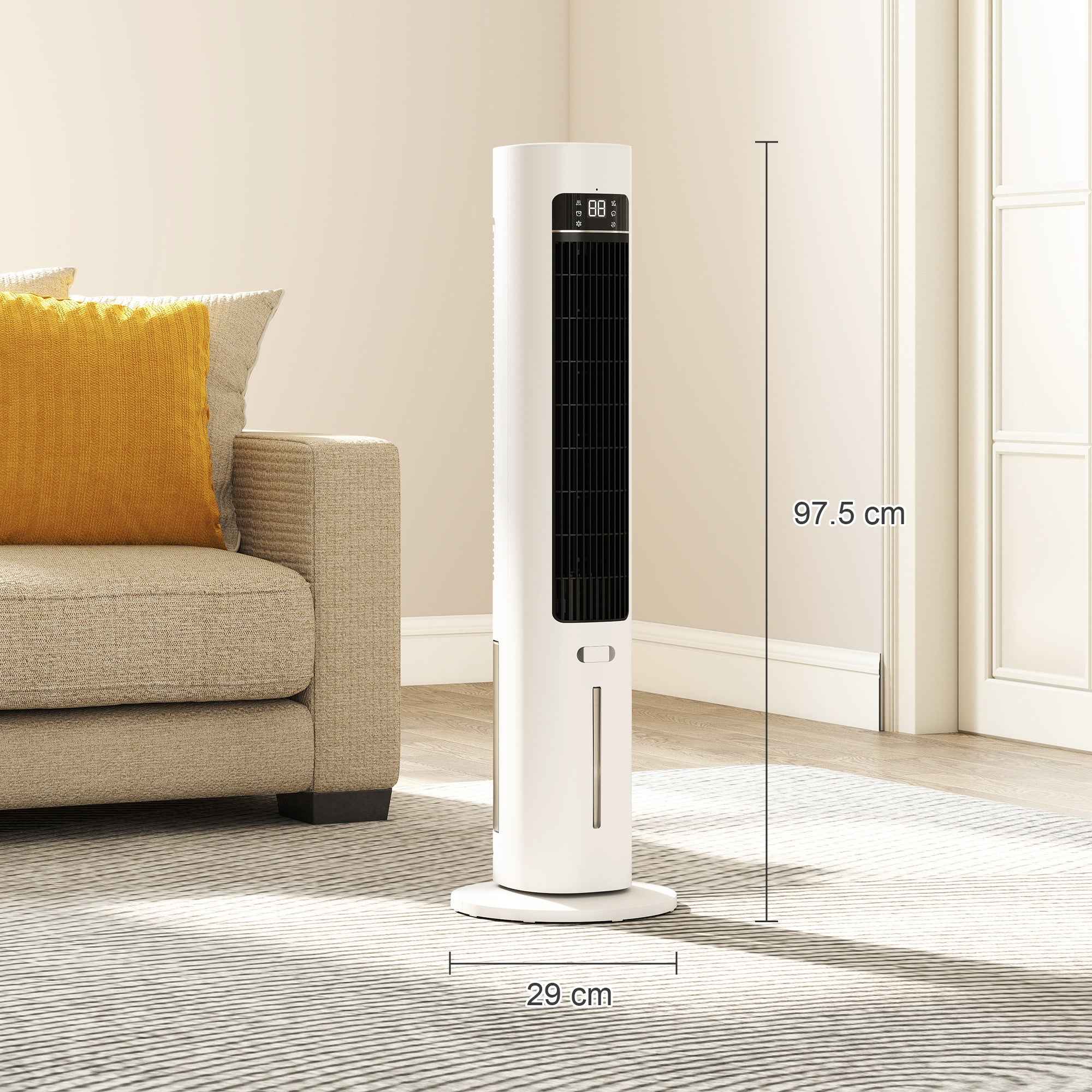 Evaporative Air Cooler, 3L Tank, 48° Oscillation, 3 Speeds and Modes, White