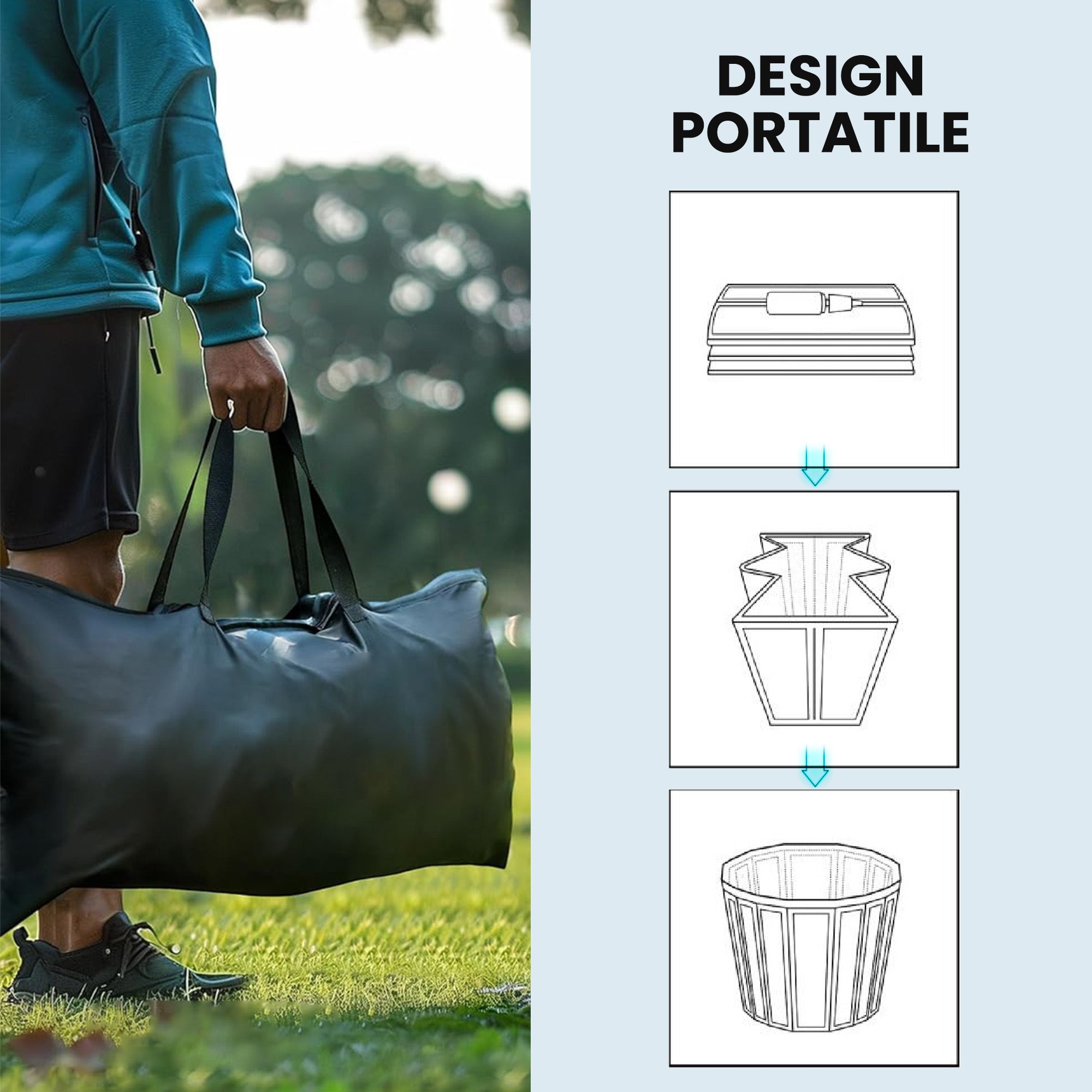 Outsunny 280L Ice Tub for Athletes with Cover and Pump, Ø78x71 cm, Black