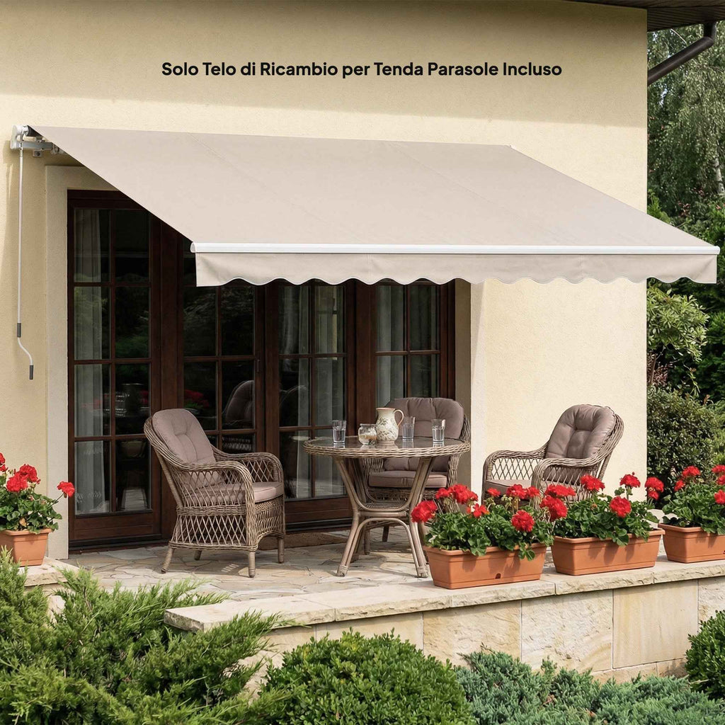 Outsunny Replacement Canopy for Retractable Awning, UV 50+ Polyester, 3.5x2.5 m, Cream