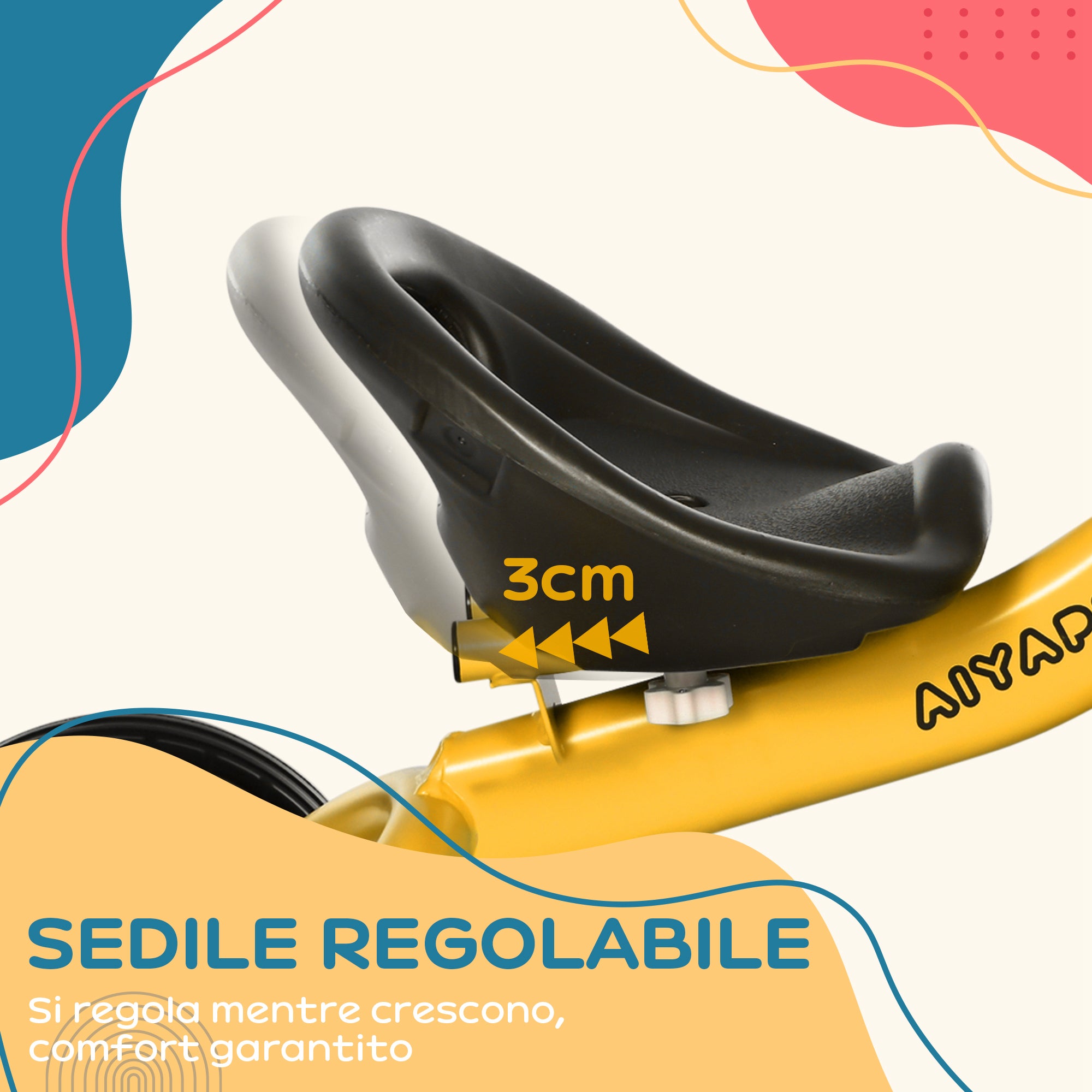 Children's Tricycle for 2-5 Years Old with Adjustable Seat and Bell, 70.5x50x58cm, Yellow