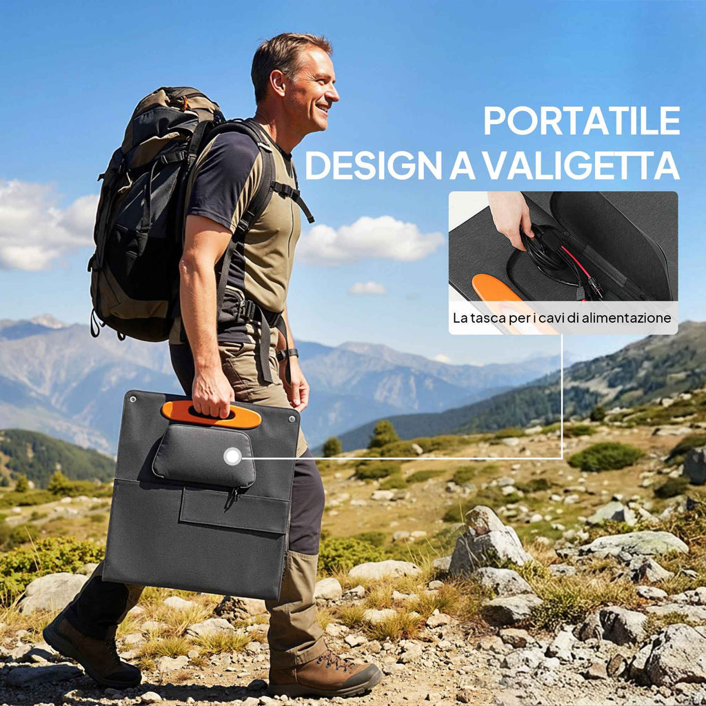 HOMCOM 100W Foldable Solar Charger with USB-A and USB-C Ports for Fast Charging, IP67, Black
