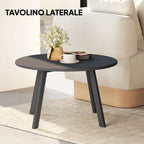 Round Garden Coffee Table in Industrial Style with Non-Slip Feet, in Metal, Ø70x42 cm, Black