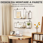 HOMCOM Geometric Floating Shelves for Living Room, Set of 4, Black