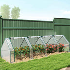 Outsunny 4-Door Roll-Up Mini Garden Greenhouse with Extended Cover, Steel and PE, 360x90x90 cm, Transparent