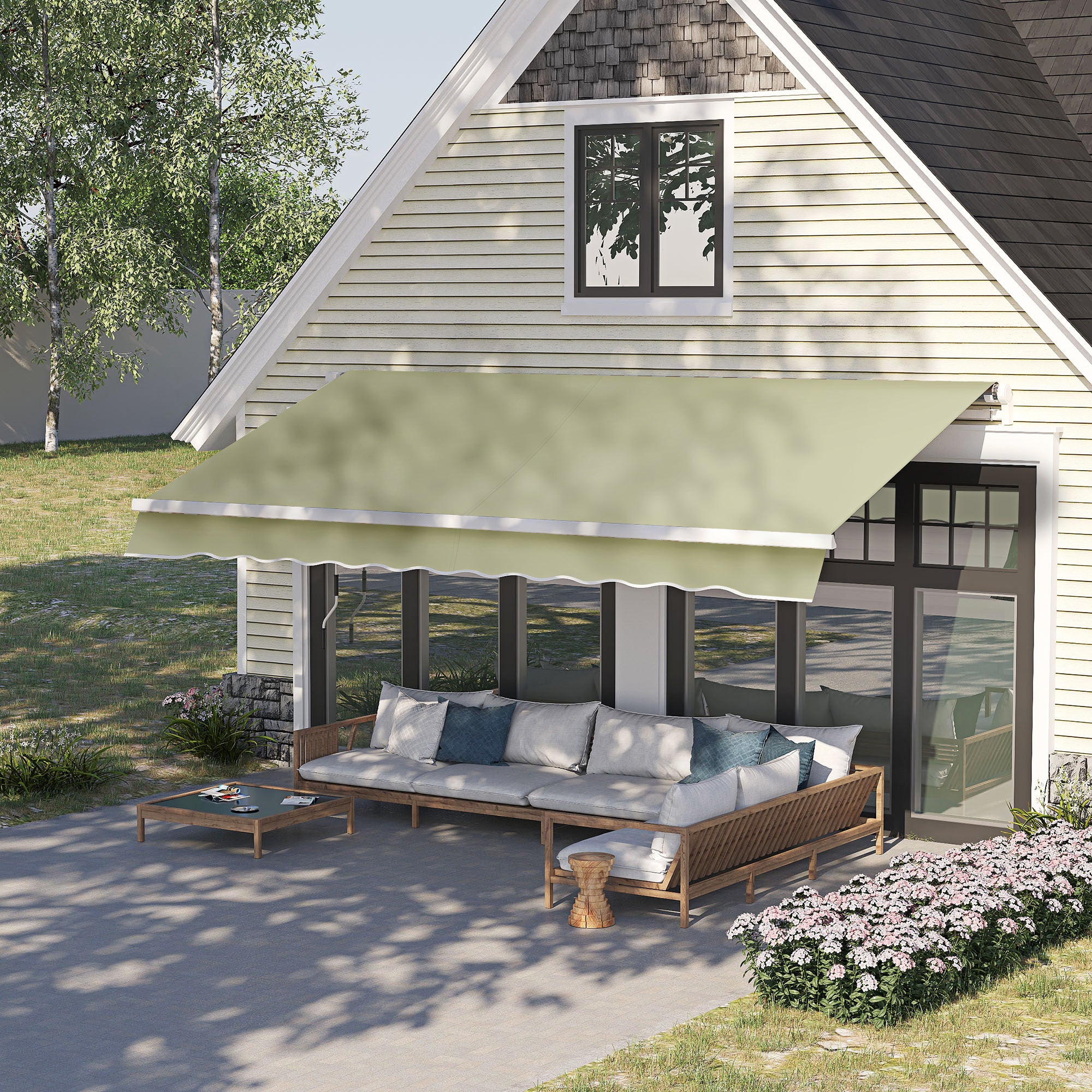 Outsunny Outdoor Awning with Crank, Metal and Polyester, 3x2.5m Beige