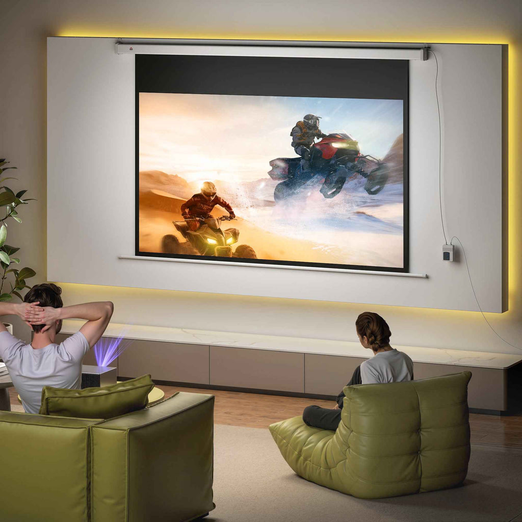HOMCOM 84-Inch Projector Screen with Remote Control, PVC and Metal, 212 x 8 x 150 cm, White