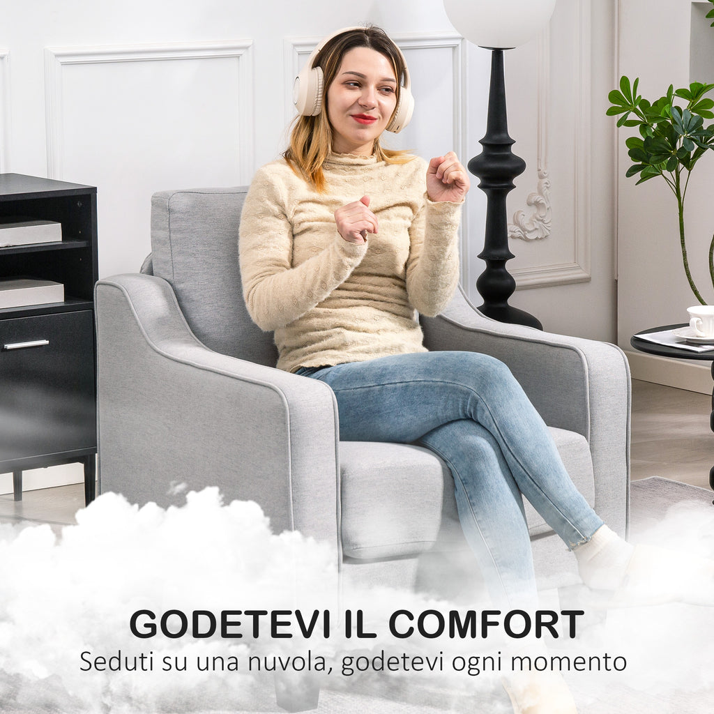 Modern Fabric Armchair with Thick Padding and Pocket Springs, 77x77x86 cm, Grey