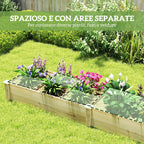 Raised Garden Bed with Internal Divider and Open Bottom, 237x60x25cm, Natural WoodRaised Garden Bed with Internal Divider and Open Bottom, 237x60x25cm, Natural Wood