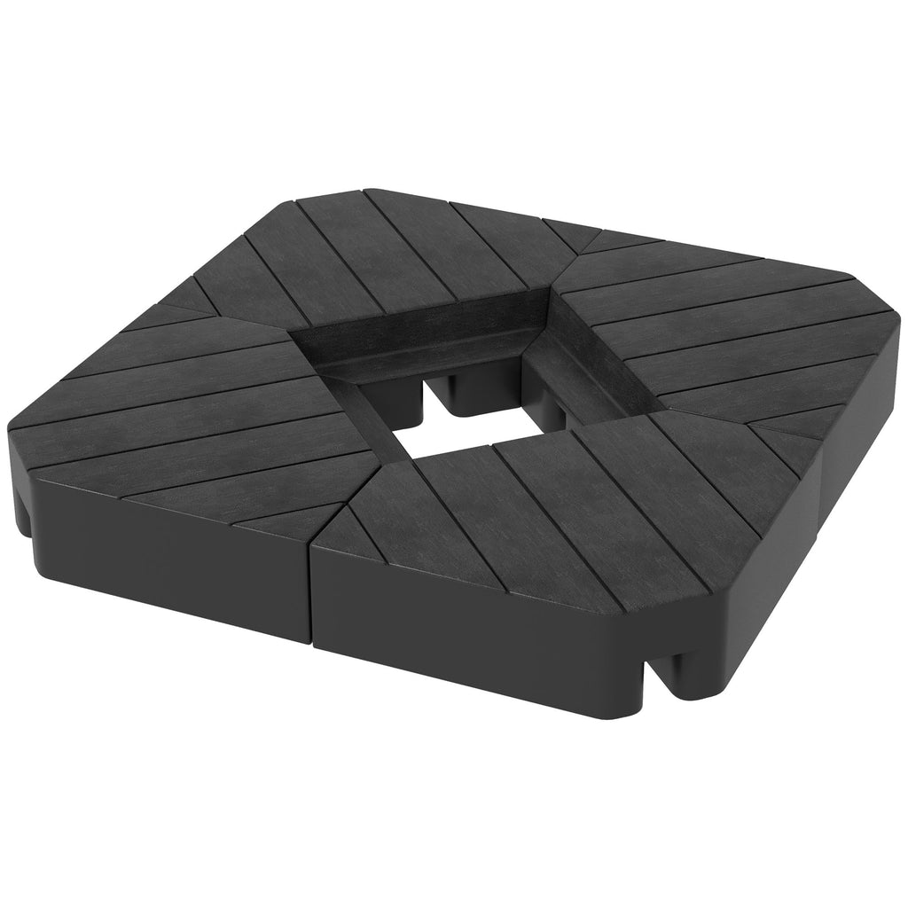 Set of 4 Base Tiles for Arm Umbrella Fillable with Water or Sand up to 80 kg, Black