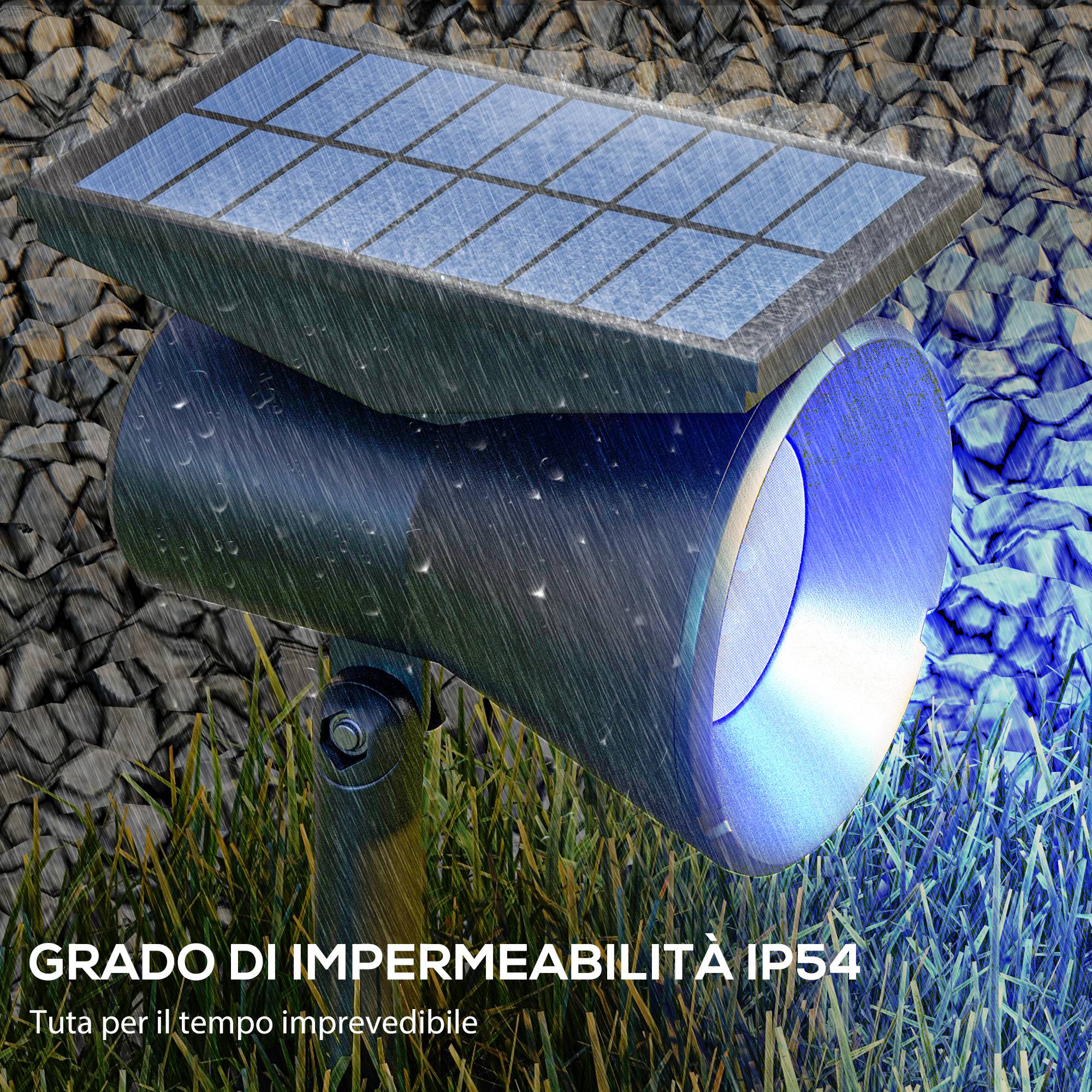 Outsunny Set of 2 RGB Solar Garden Lights with 2 Lighting Modes, in PP and PC, 10.6x15x38 cm, Black - Borgè