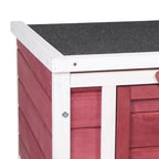 PawHut Wooden Rabbit Hutch with Opening Asphalt Roof, Non-Slip Ramp, 51x42x43 cm, Red