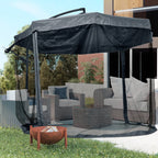 Garden Umbrella 3x3 m with Mosquito Net, Crank Opening and Cross Base, Dark Grey