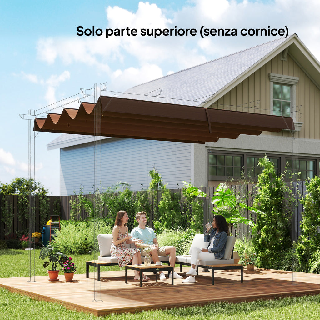 Outsunny Coffee White Polyester UV-Resistant Outdoor Pergola Cover with 8 Drainage Holes, 286x245 cm