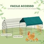 PawHut Outdoor and Indoor Rabbit Cage with Roof, 185x75x75 cm, Green