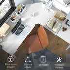 L-Shaped Corner Desk with Adjustable Feet, Wood and Steel, 150x150x76 cm, White